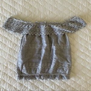 American Eagle Outfitters Off The Shoulder Light Blue Crop Top